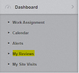 WebGrants Dashboard showing My Reviews highlighted