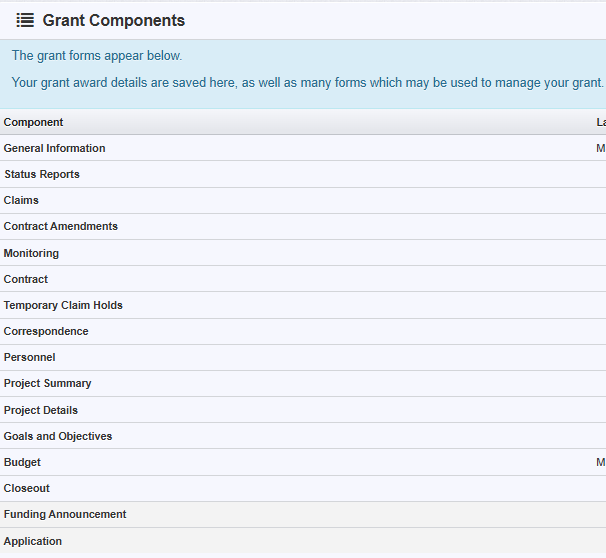WebGrants picture of Grant Components